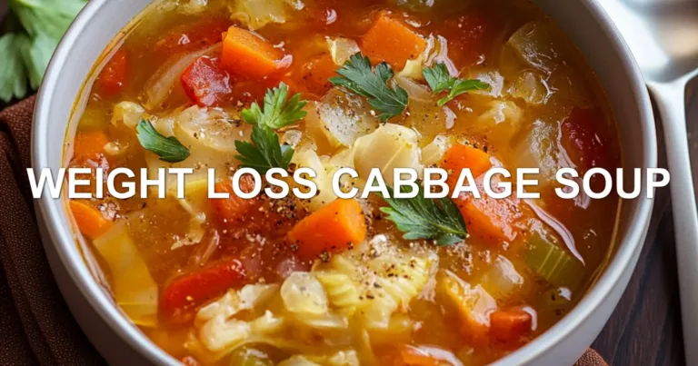 WEIGHT LOSS CABBAGE SOUP centered hero view, clean and uncluttered