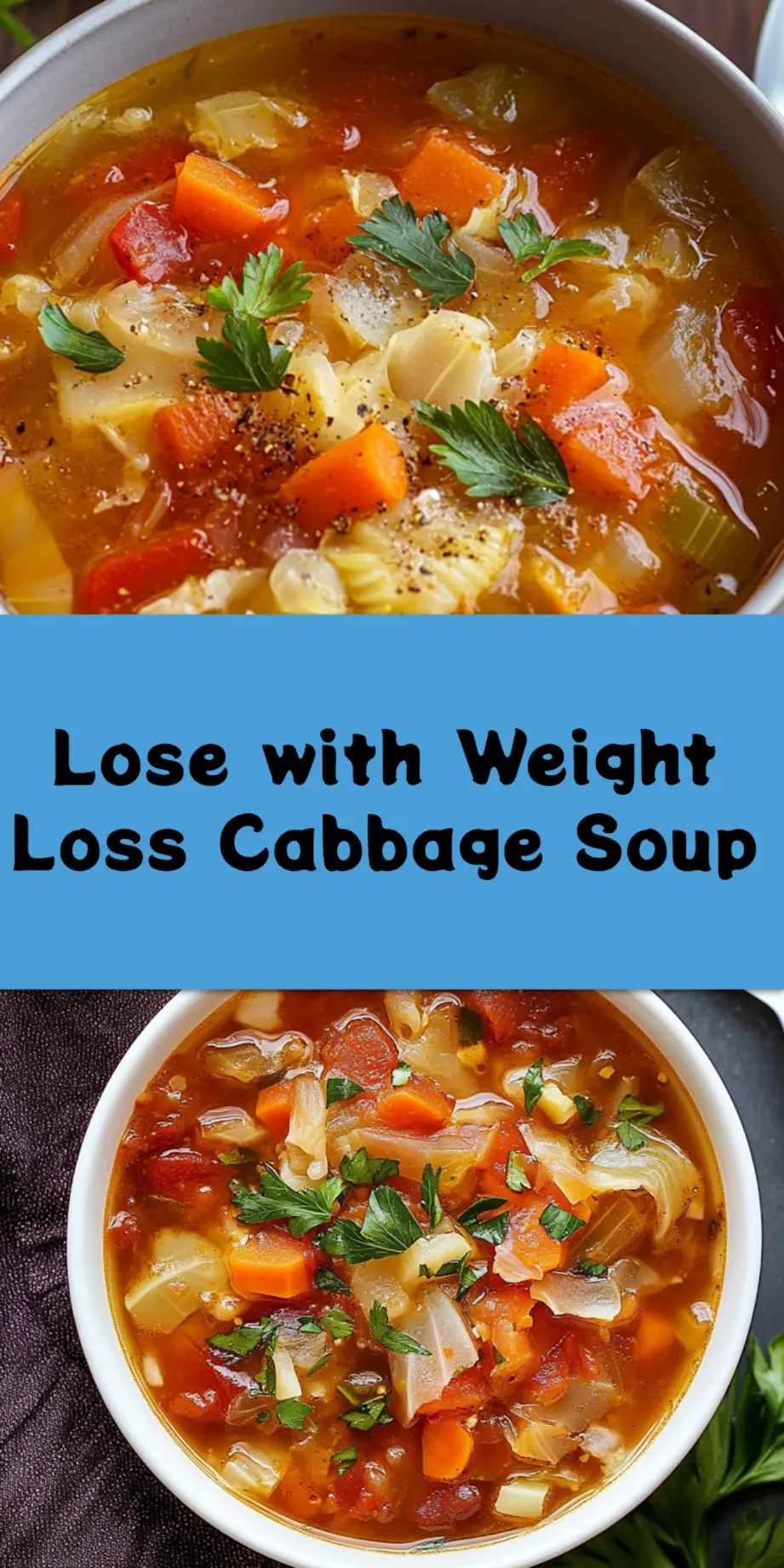 Discover the Ultimate Weight Loss Cabbage Soup 4 WEIGHT LOSS CABBAGE SOUP centered hero view, clean and uncluttered_pin