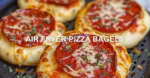 AIR FRYER PIZZA BAGELS centered hero view, clean and uncluttered