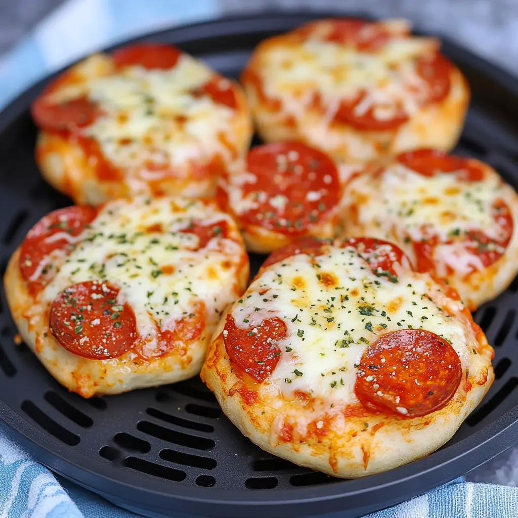 AIR FRYER PIZZA BAGELS centered hero view, clean and uncluttered