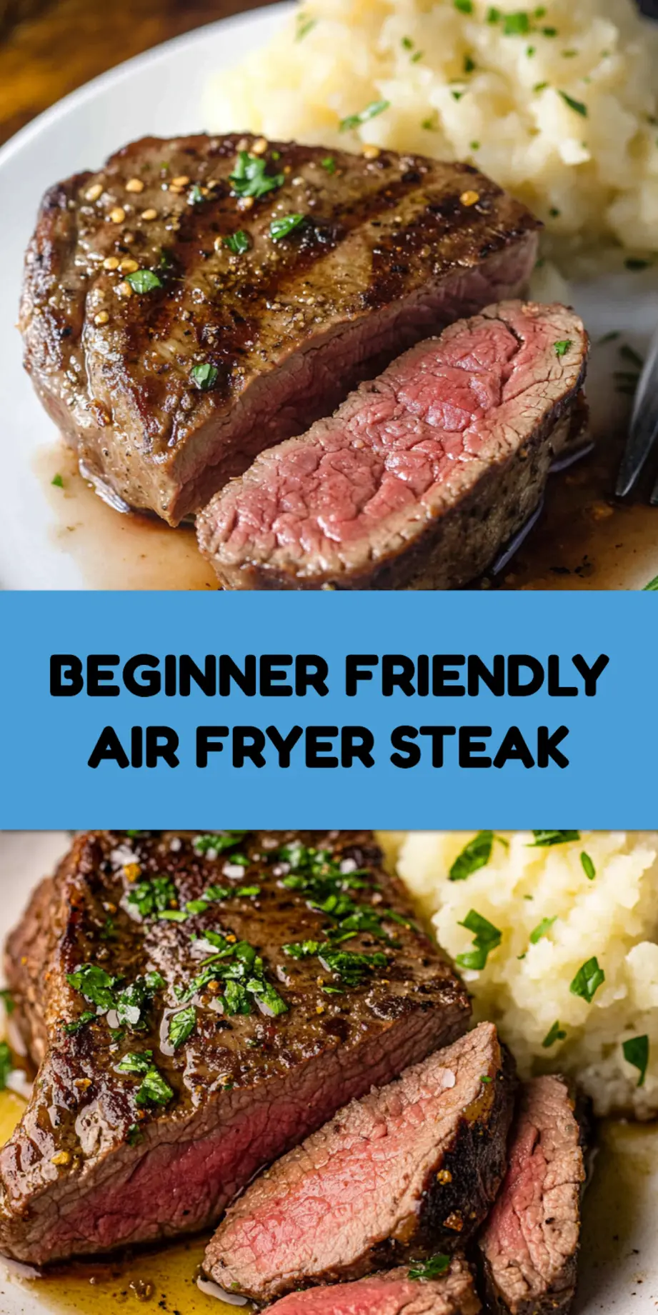 Air Fryer Steak Recipe: The Best Way to Make Perfect Steak 4 AIR FRYER STEAK centered hero view, clean and uncluttered