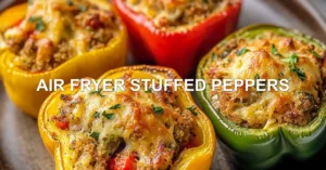 AIR FRYER STUFFED PEPPERS centered hero view, clean and uncluttered