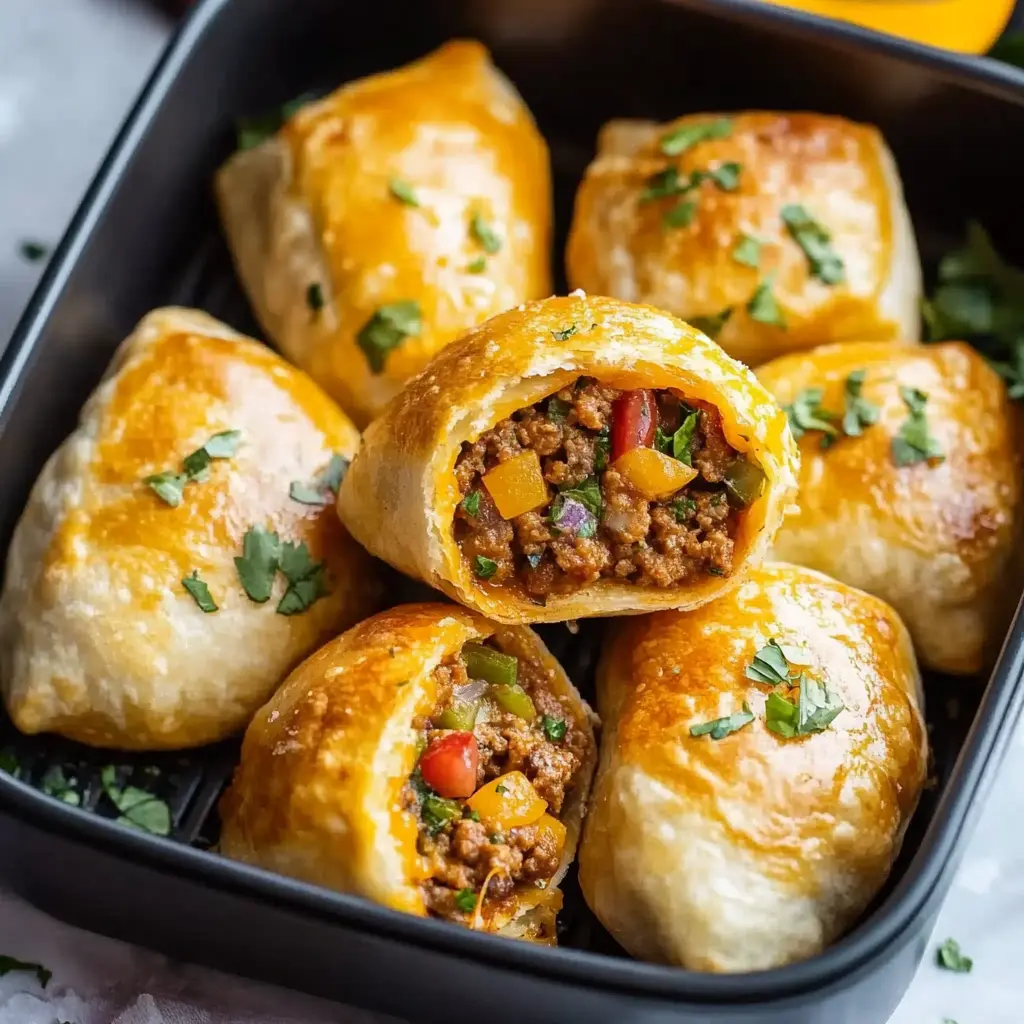 AIR FRYER TACO BOMBS centered hero view, clean and uncluttered