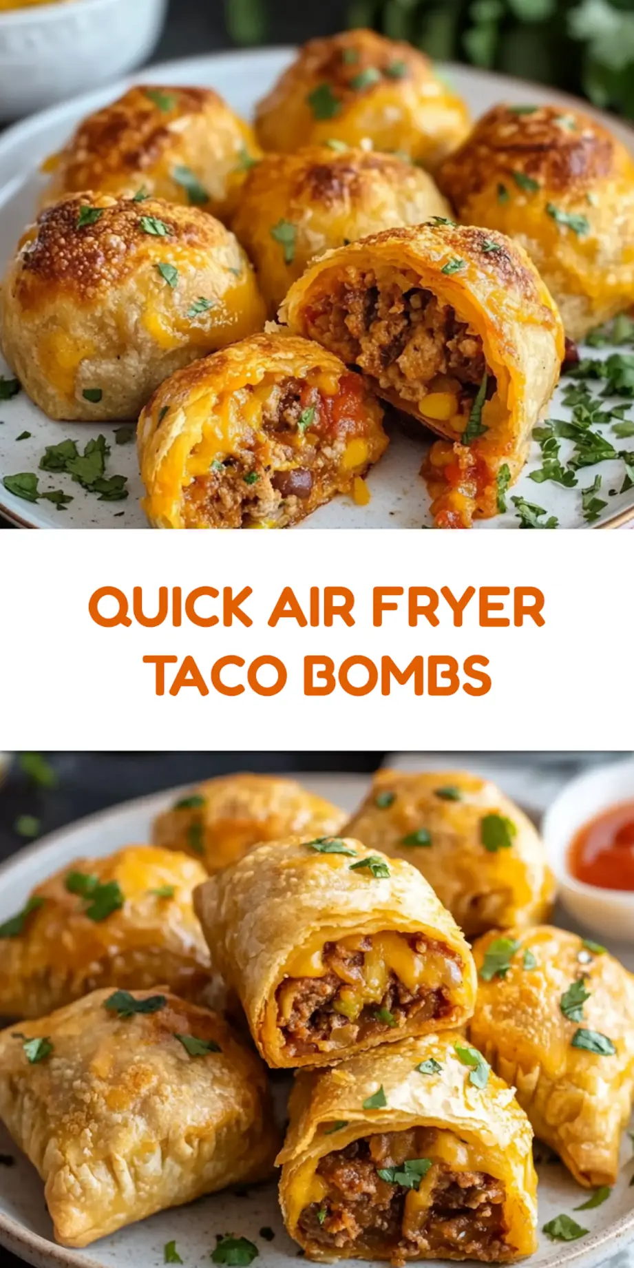 AIR FRYER TACO BOMBS centered hero view, clean and uncluttered