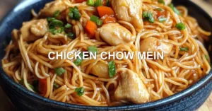 Chicken Chow Mein Recipe Easy Homemade and Delicious CHICKEN CHOW MEIN centered hero view, clean and uncluttered