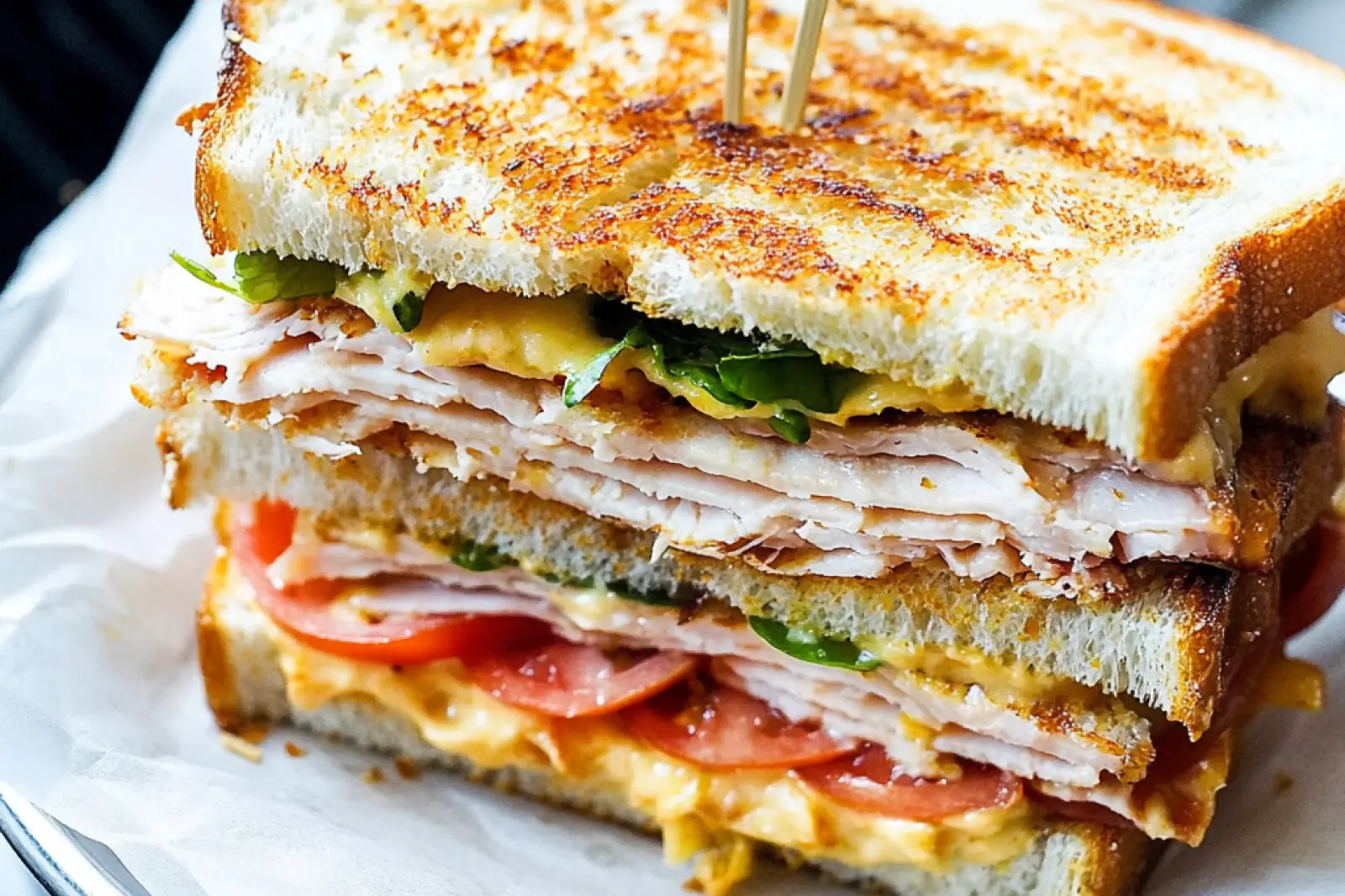 CLUB SANDWICH RECIPE centered hero view, clean and uncluttered