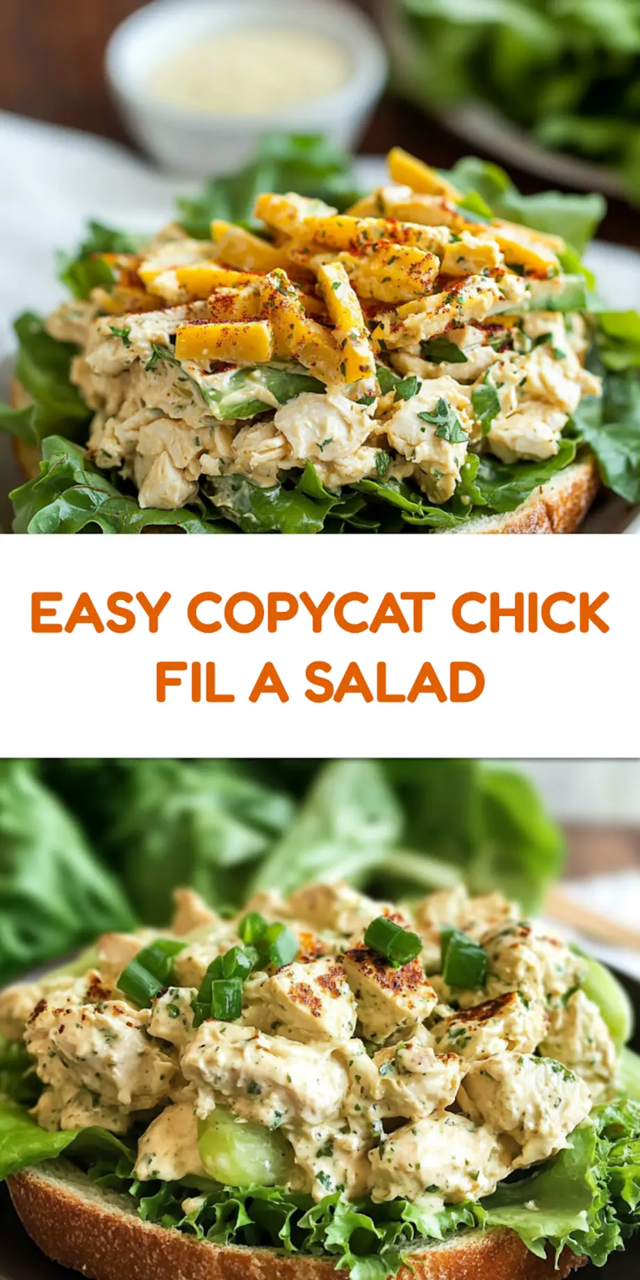 Copycat Chick-fil-A Chicken Salad centered hero view, clean and uncluttered pin