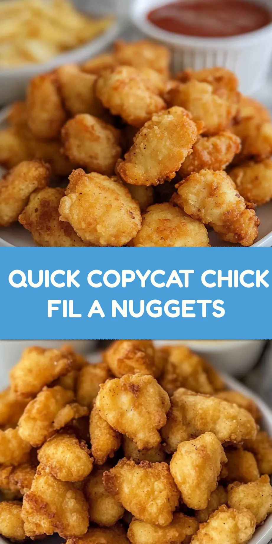 Copycat Chick Fil A Nuggets centered hero view, clean and uncluttered pin