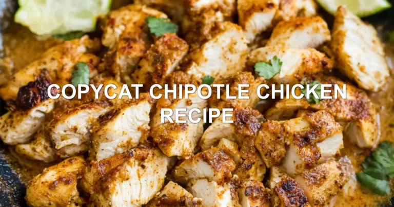COPYCAT CHIPOTLE CHICKEN RECIPE centered hero view, clean and uncluttered