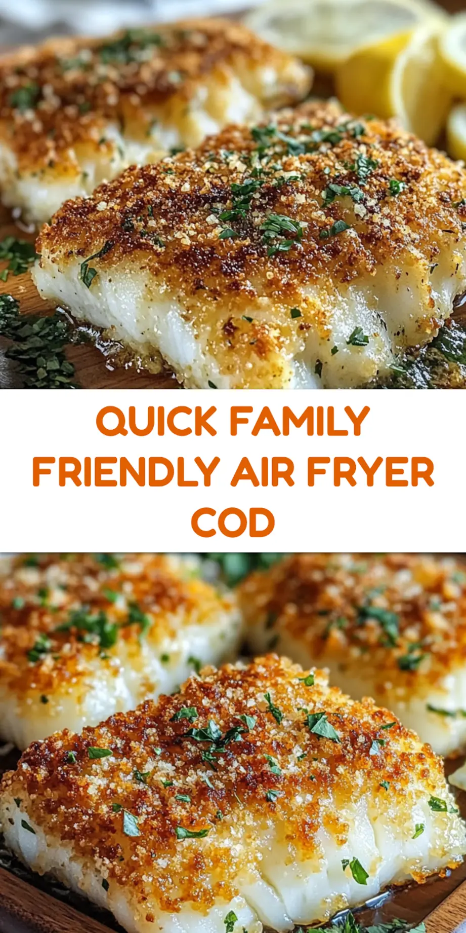 CRISPY AIR FRYER PARMESAN CRUSTED COD centered hero view, clean and uncluttered