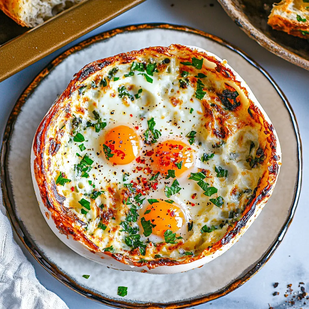 Easy baked feta eggs with jammy yolks nestled in creamy feta and roasted tomatoes