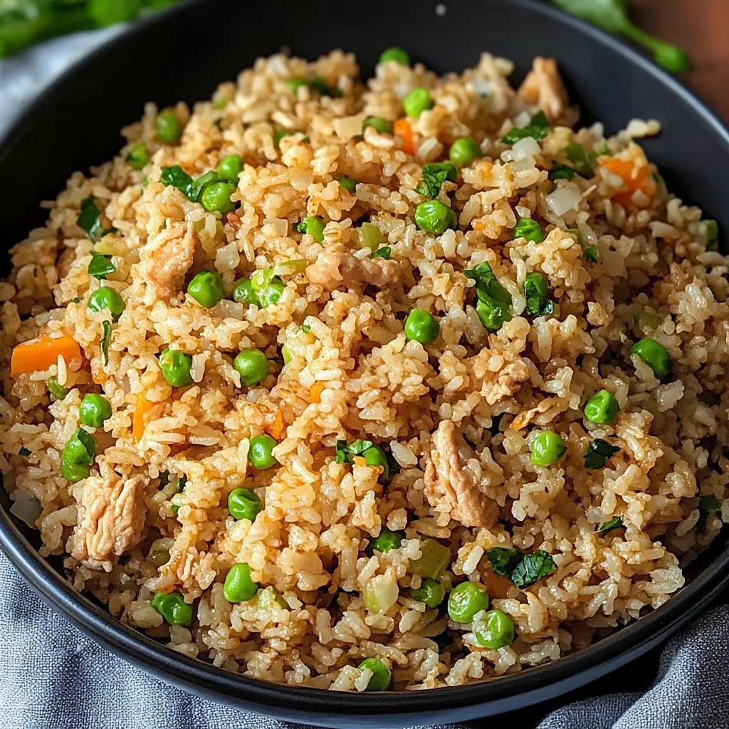 Ground Chicken Fried Rice Recipe Easy Quick and Delicious 3 Ground chicken fried rice in a skillet with colorful vegetables and fluffy rice