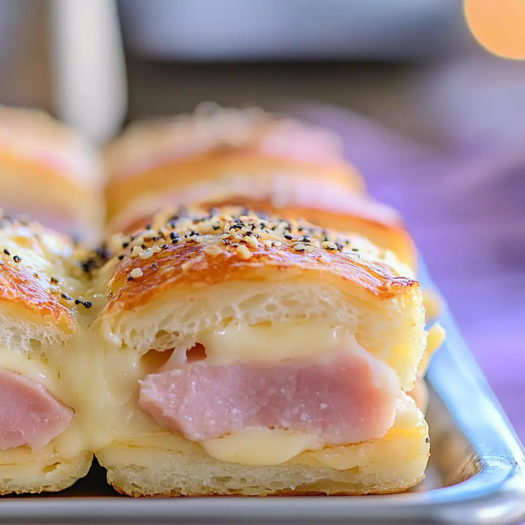 HAM AND CHEESE SLIDERS centered hero view, clean and uncluttered