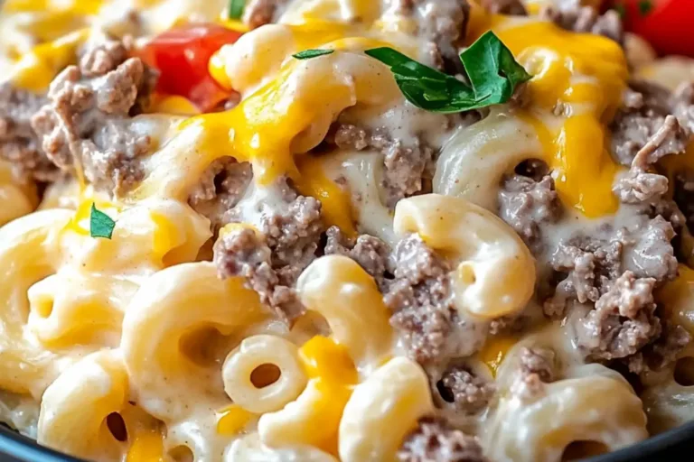 HIGH-PROTEIN CREAMY PHILLY CHEESESTEAK MAC centered hero view, clean and uncluttered