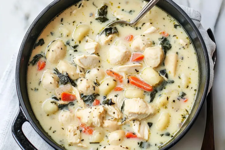 OLIVE GARDEN CHICKEN GNOCCHI SOUP centered hero view, clean and uncluttered
