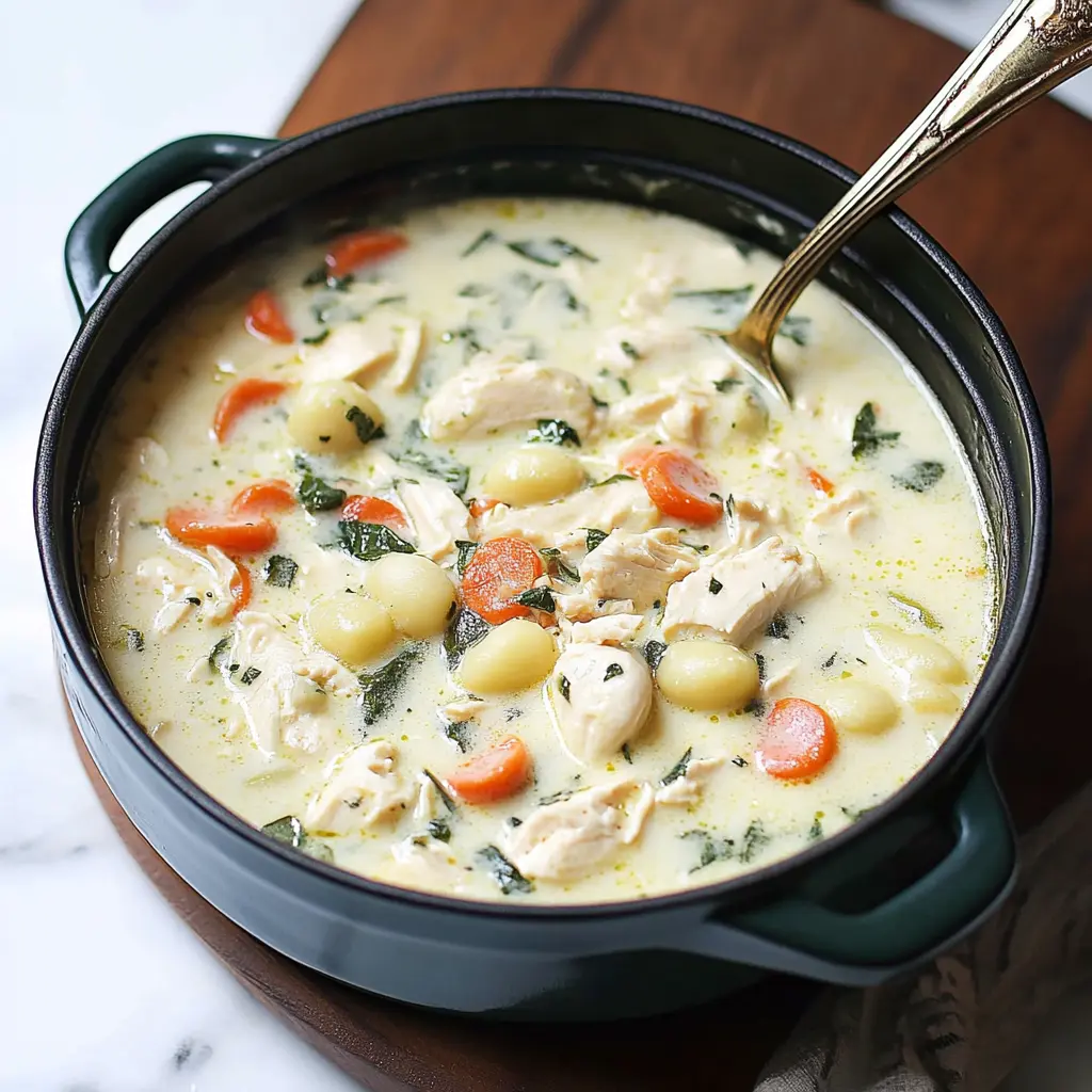 OLIVE GARDEN CHICKEN GNOCCHI SOUP centered hero view, clean and uncluttered