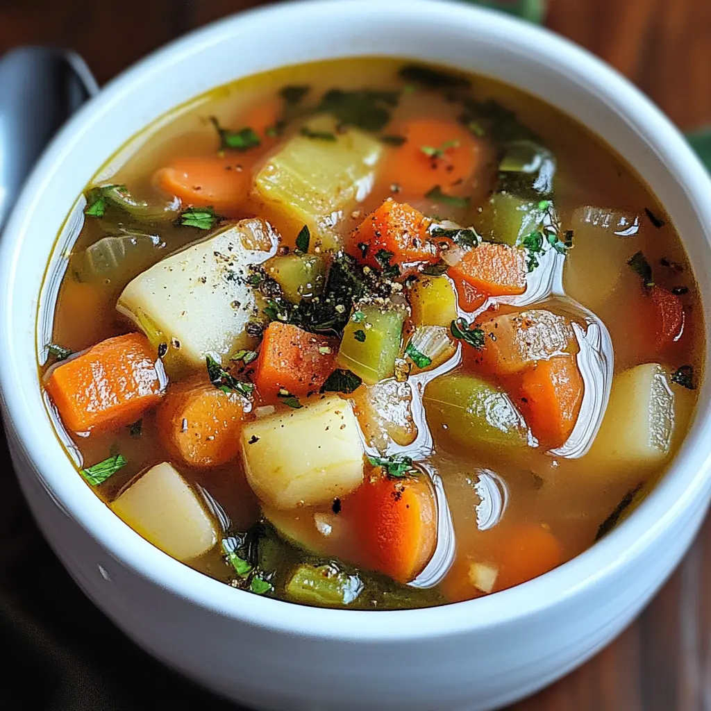 Olive Garden Vegetable Soup Recipe Easy Homemade 3 Olive Garden Vegetable Soup in a rustic bowl, centered hero view, clean and uncluttered