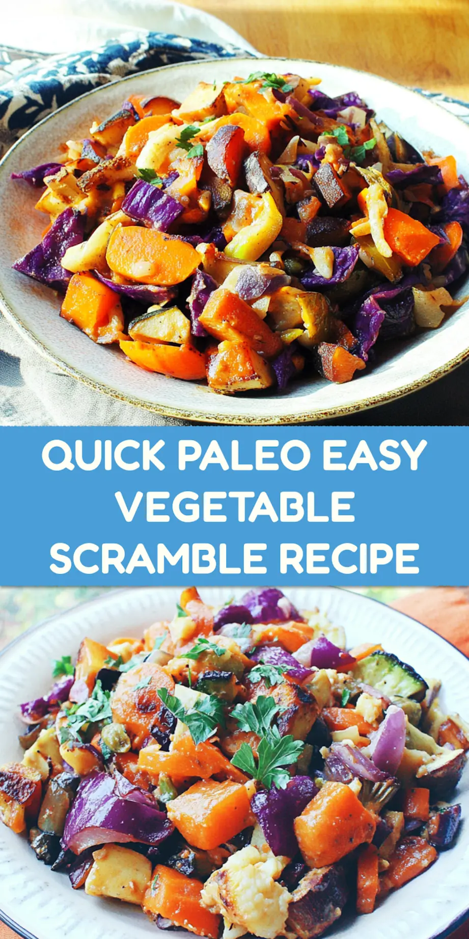 Paleo Easy Vegetable Scramble centered hero view, clean and uncluttered