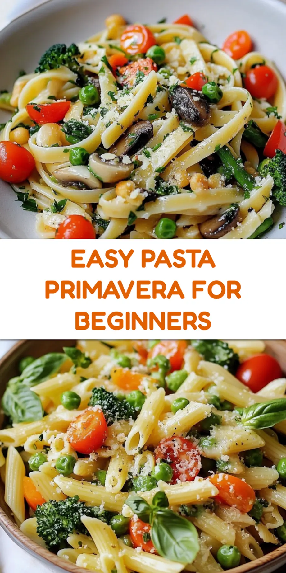Pasta Primavera with fresh vegetables and lemon cream sauce