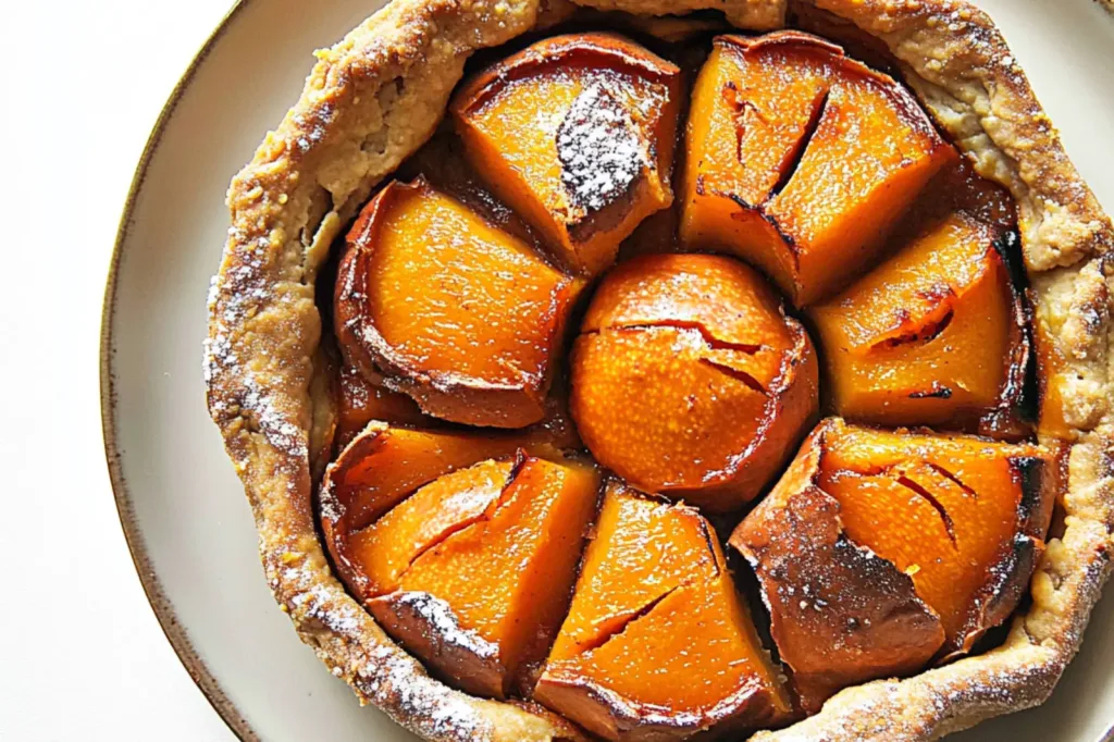 RUSTIC PERSIMMON GALETTE PALEO AIP GLUTEN FREE centered hero view, clean and uncluttered