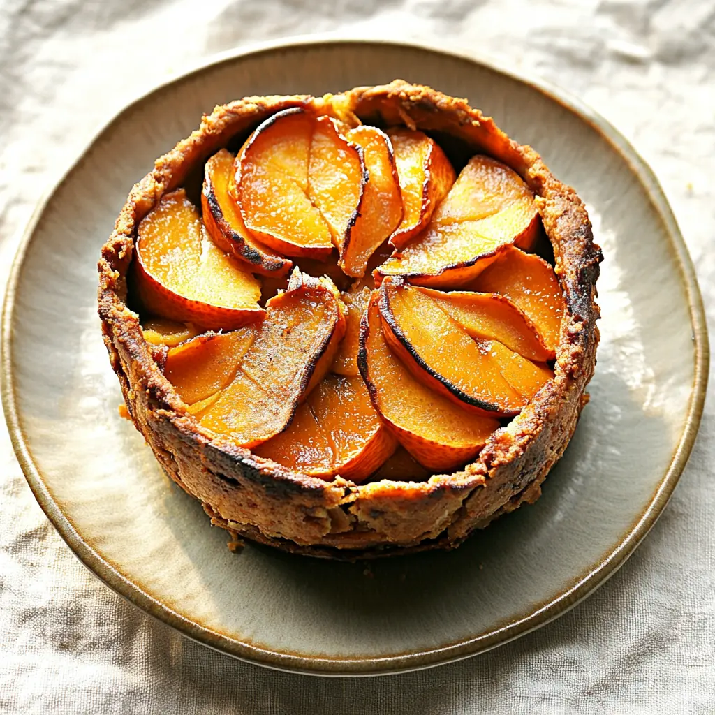 Rustic persimmon galette with golden crust and caramelized fruit