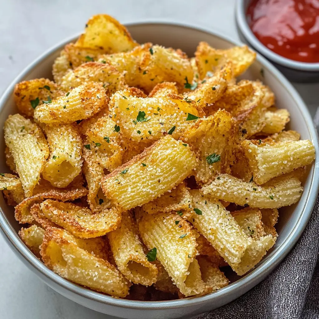 AIR FRYER PASTA CHIPS centered hero view, clean and uncluttered