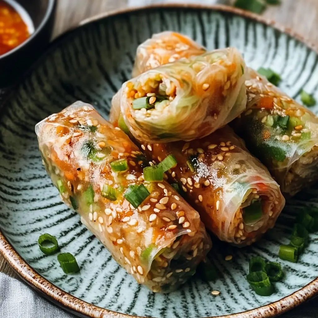 AIR FRYER RICE PAPER NOODLE ROLLS centered hero view, clean and uncluttered
