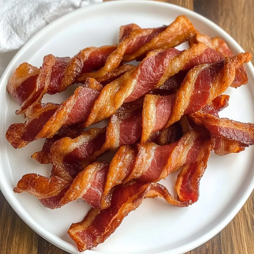 AIR FRYER TWISTED BACON centered hero view, clean and uncluttered