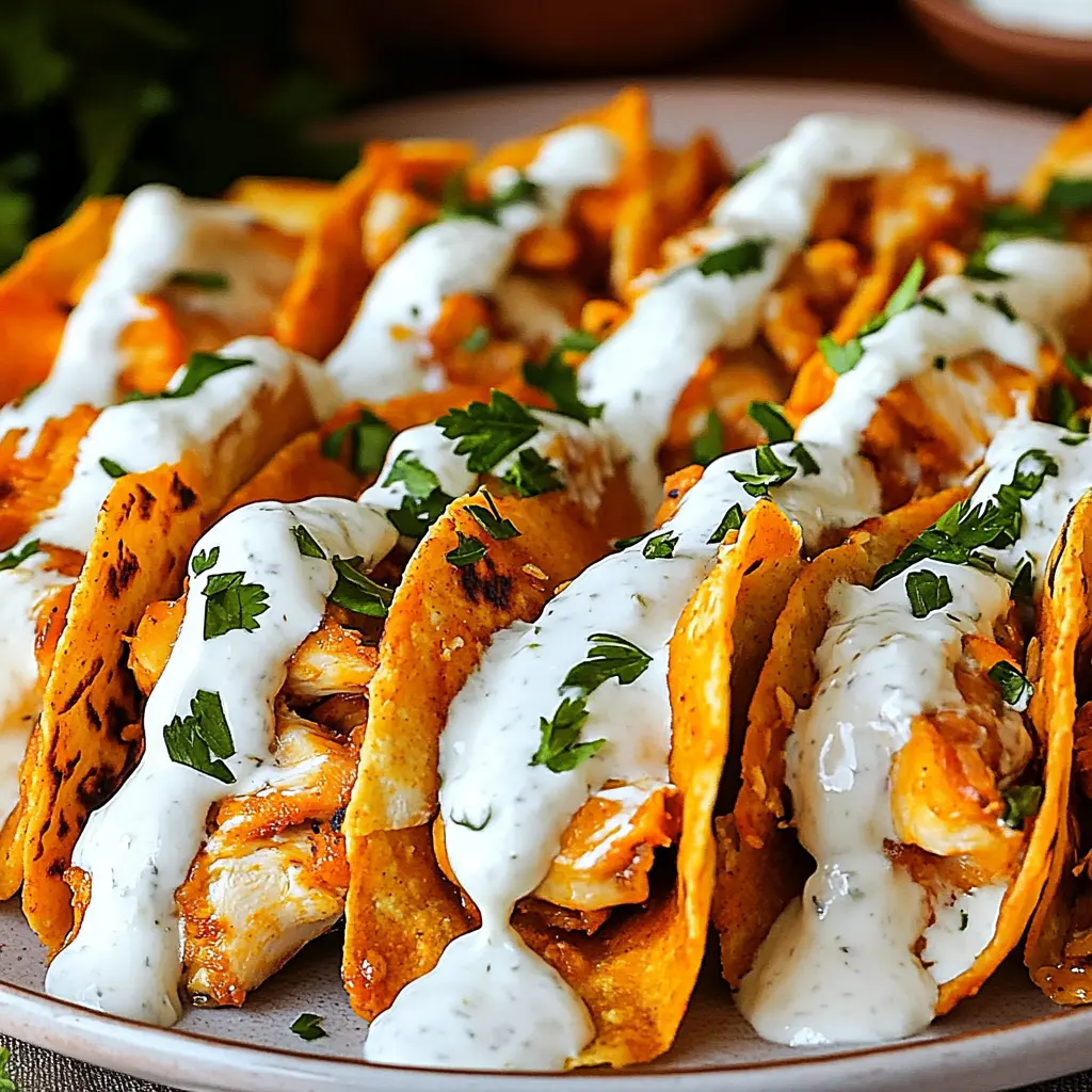 BAKED BUFFALO CHICKEN TAQUITOS centered hero view, clean and uncluttered