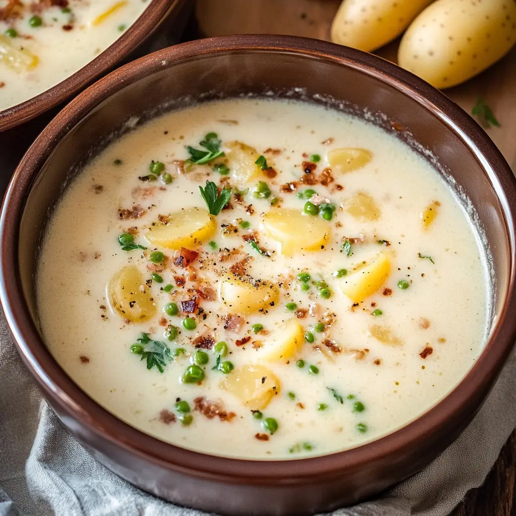 Crockpot Potato Soup Recipe Easy Homemade Comfort 2 CROCKPOT POTATO SOUP centered hero view, clean and uncluttered