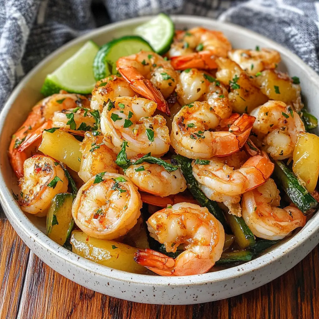 GARLIC SHRIMP STIR FRY centered hero view, clean and uncluttered