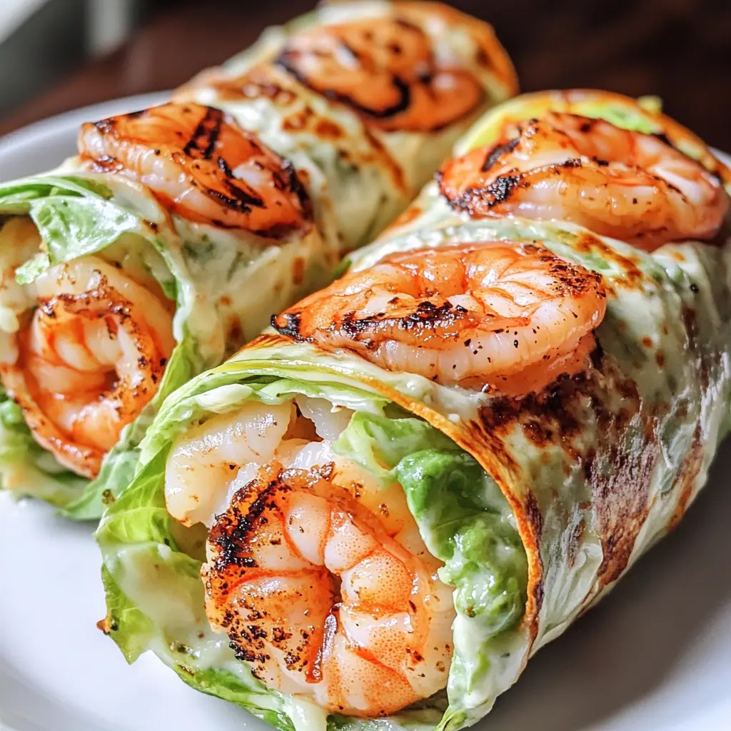 Grilled Shrimp Caesar Wraps Easy Weeknight Dinner 2 GRILLED SHRIMP CAESAR WRAPS centered hero view, clean and uncluttered