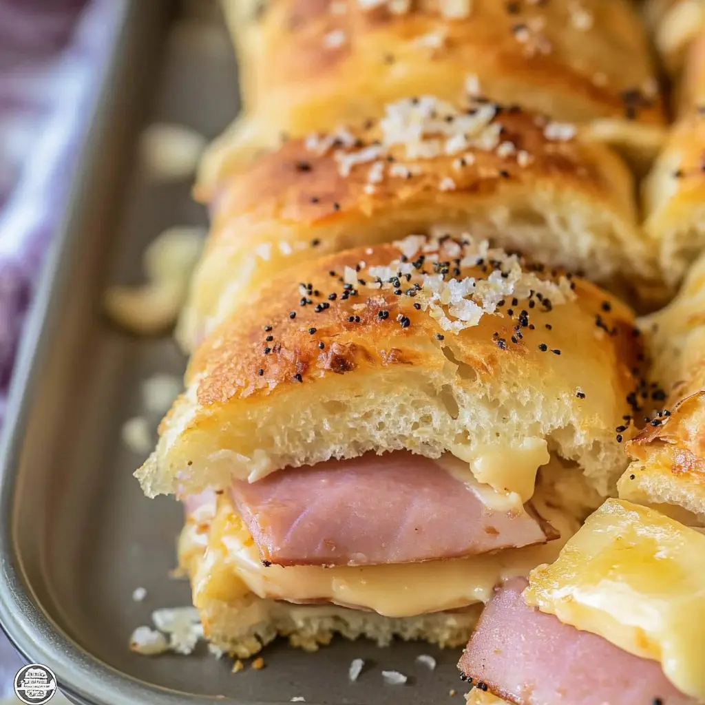 HAM AND CHEESE SLIDERS centered hero view, clean and uncluttered