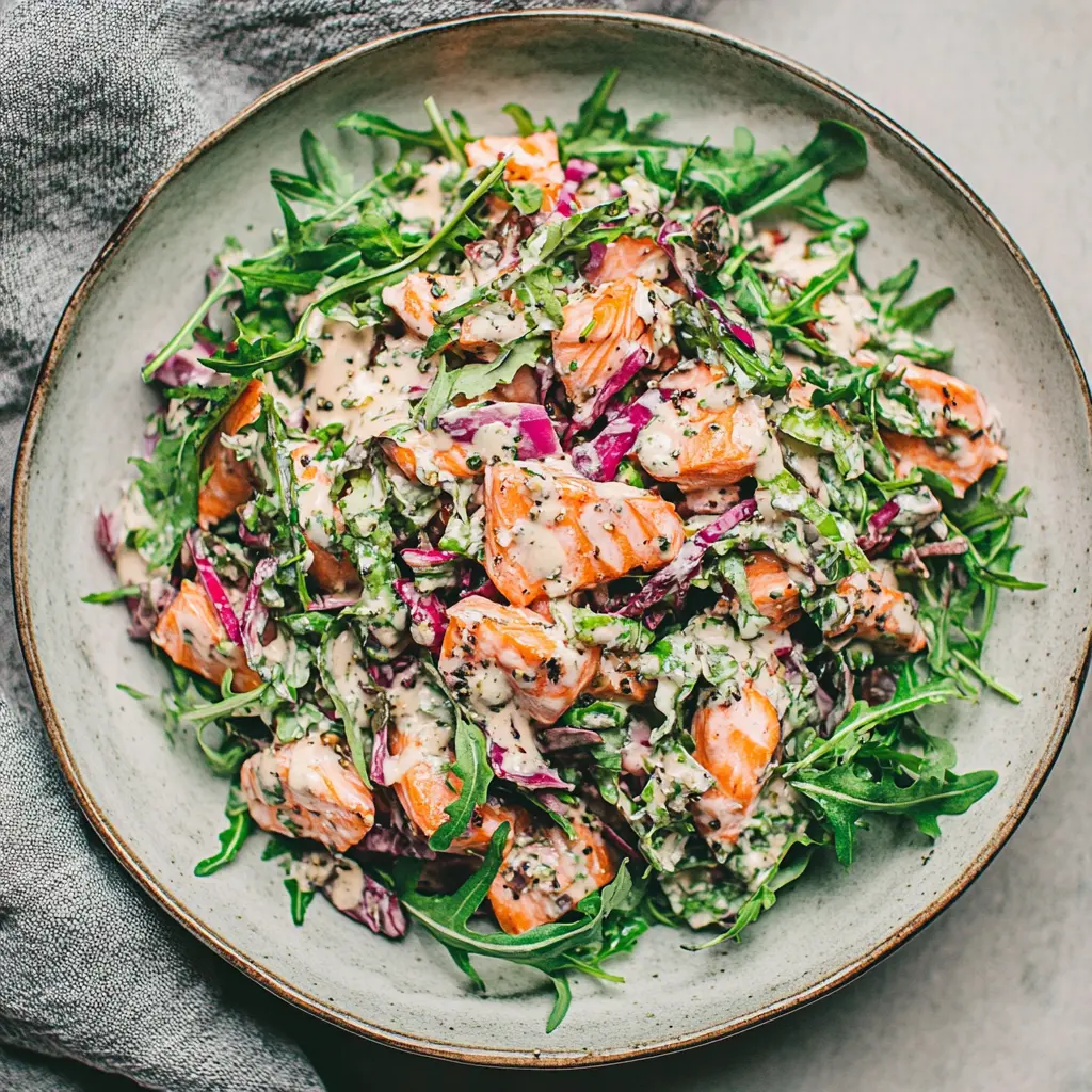 SALMON SALAD centered hero view, clean and uncluttered