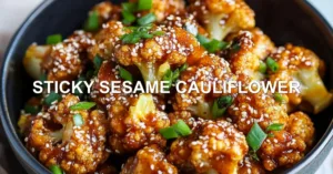 STICKY SESAME CAULIFLOWER centered hero view, clean and uncluttered