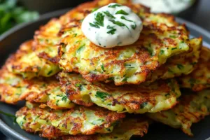 Zucchini Fritters Side Dish Recipe: Easy and Delicious ZUCCHINI FRITTERS SIDE DISH RECIPE centered hero view, clean and uncluttered