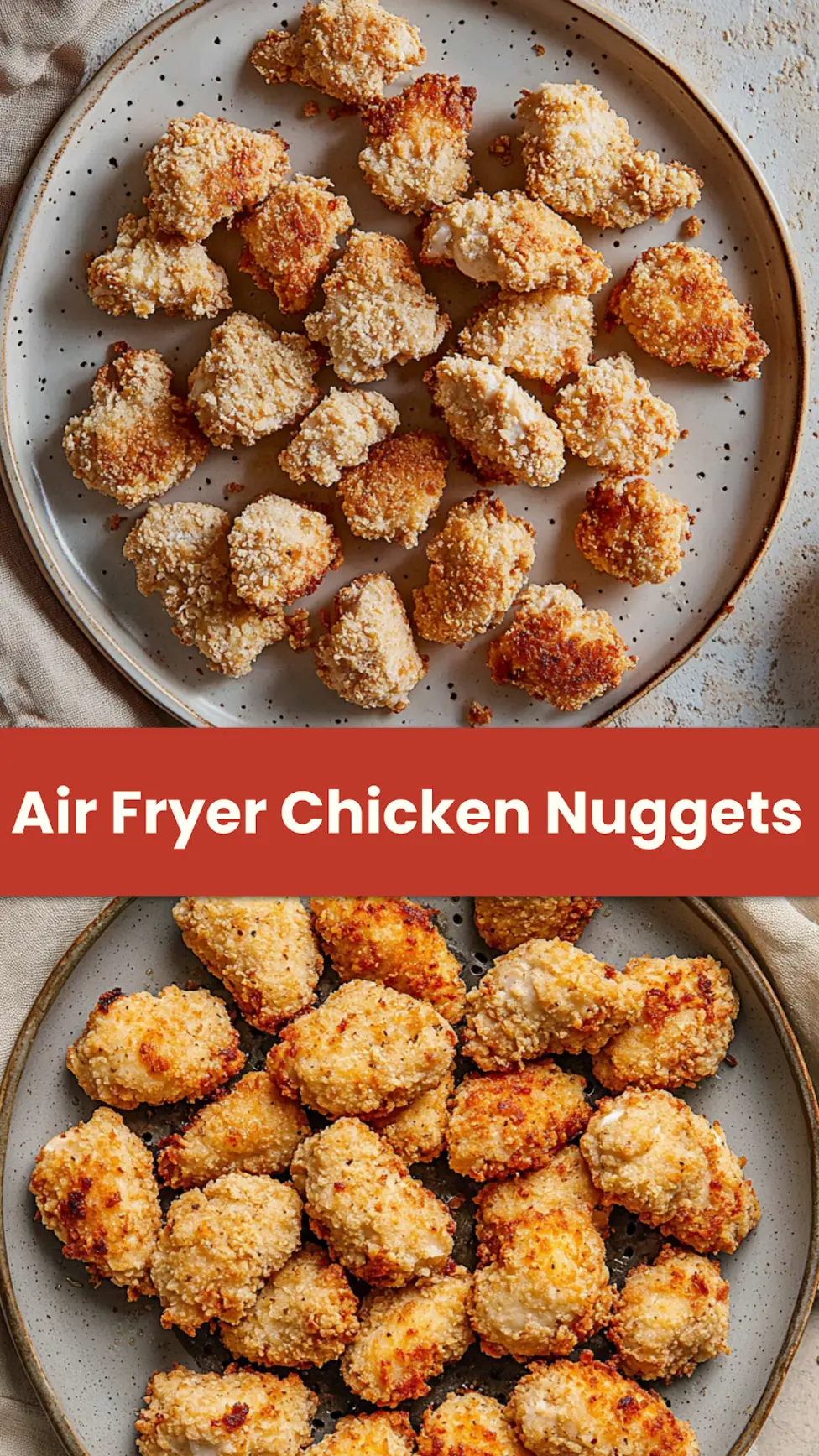 AIR FRYER CHICKEN NUGGETS WITH PANKO centered hero view, clean and uncluttered