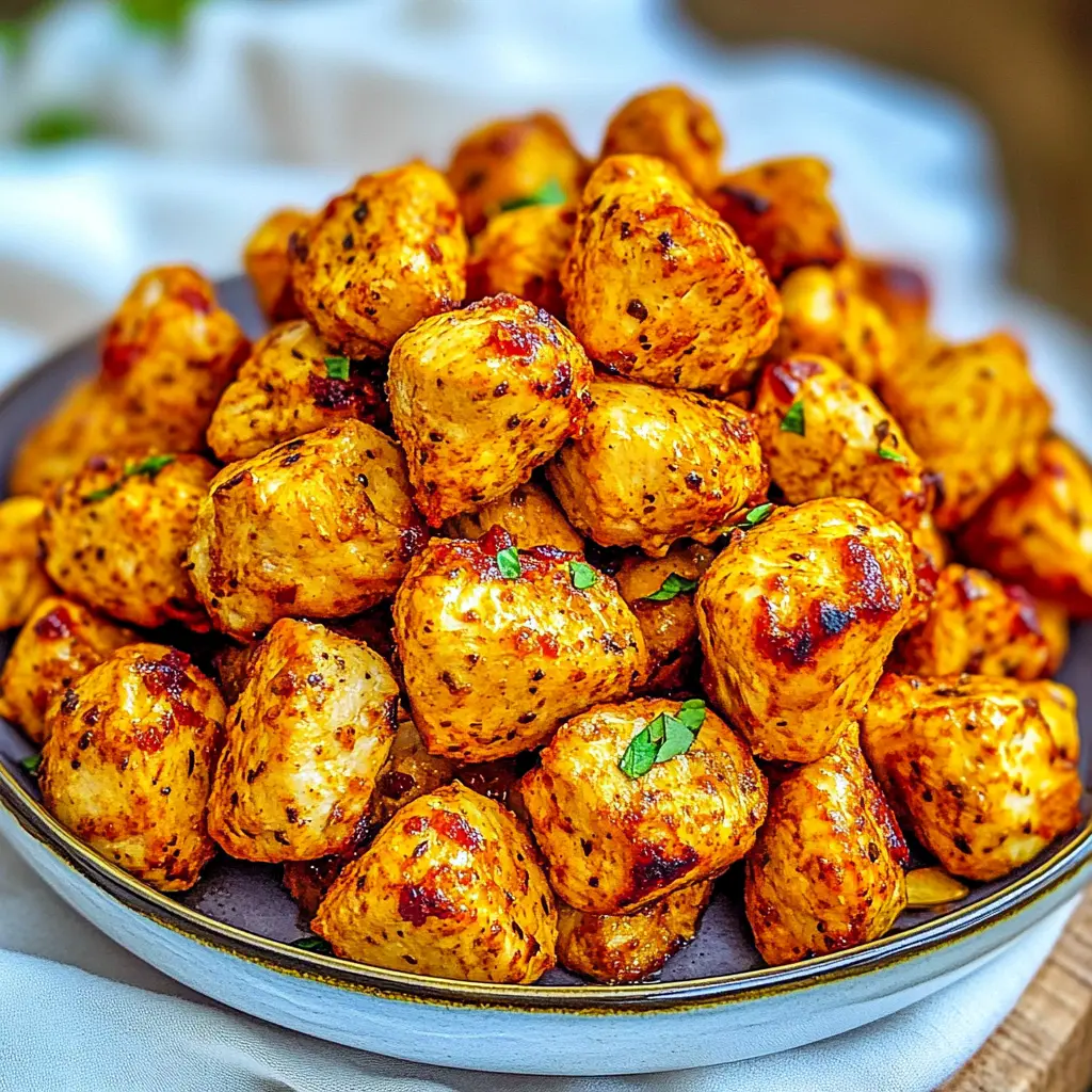 Air Fryer High Protein Chicken Bites Easy Weeknight Dinner 3 AIR FRYER HIGH PROTEIN CHICKEN BITES centered hero view, clean and uncluttered