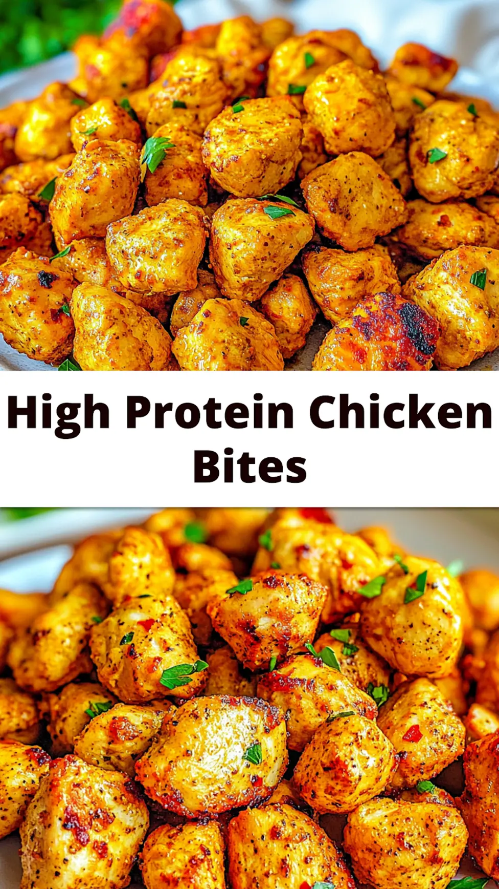 Air Fryer High Protein Chicken Bites Easy Weeknight Dinner 4 AIR FRYER HIGH PROTEIN CHICKEN BITES centered hero view, clean and uncluttered