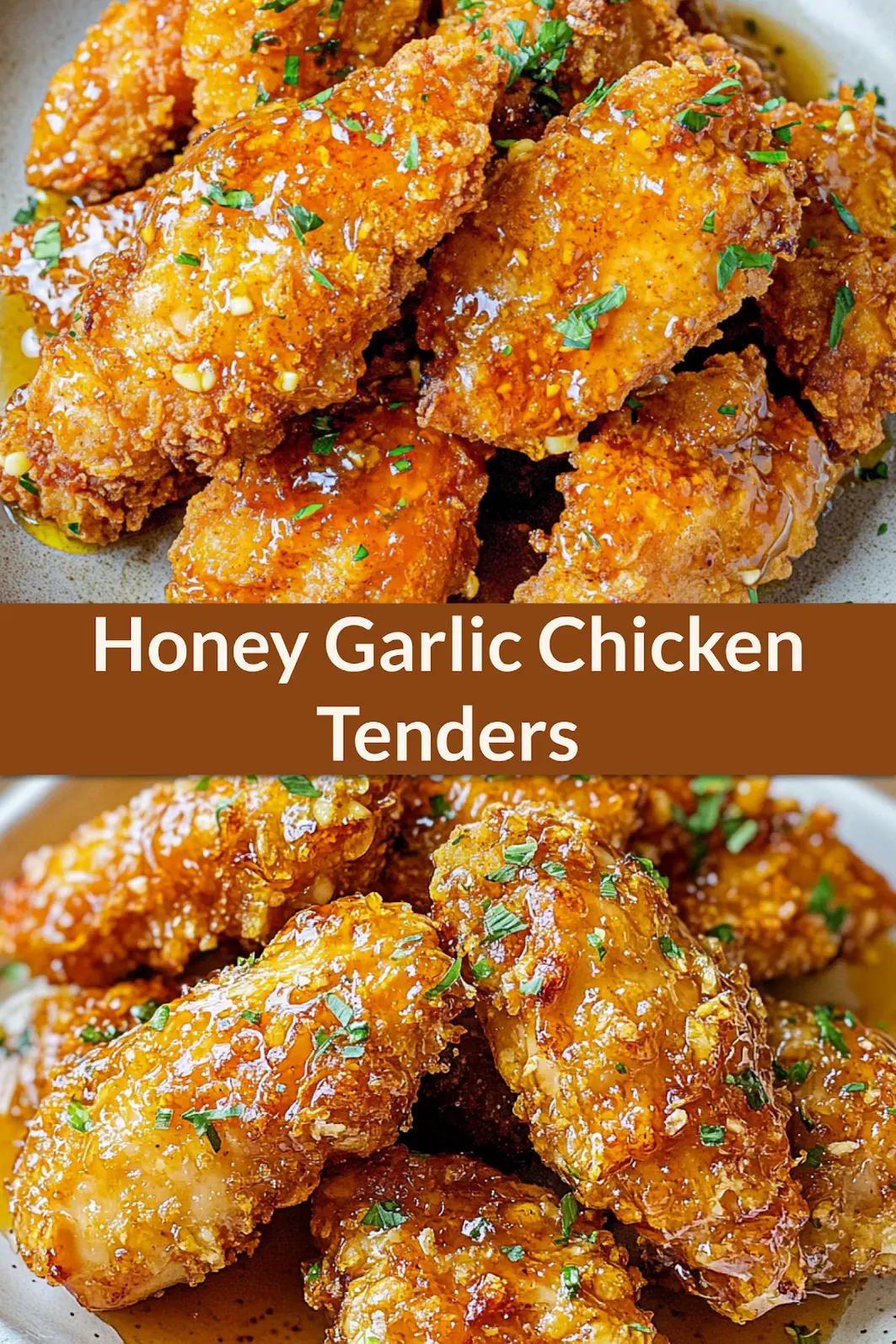 AIR FRYER HONEY GARLIC CHICKEN TENDERS centered hero view, clean and uncluttered