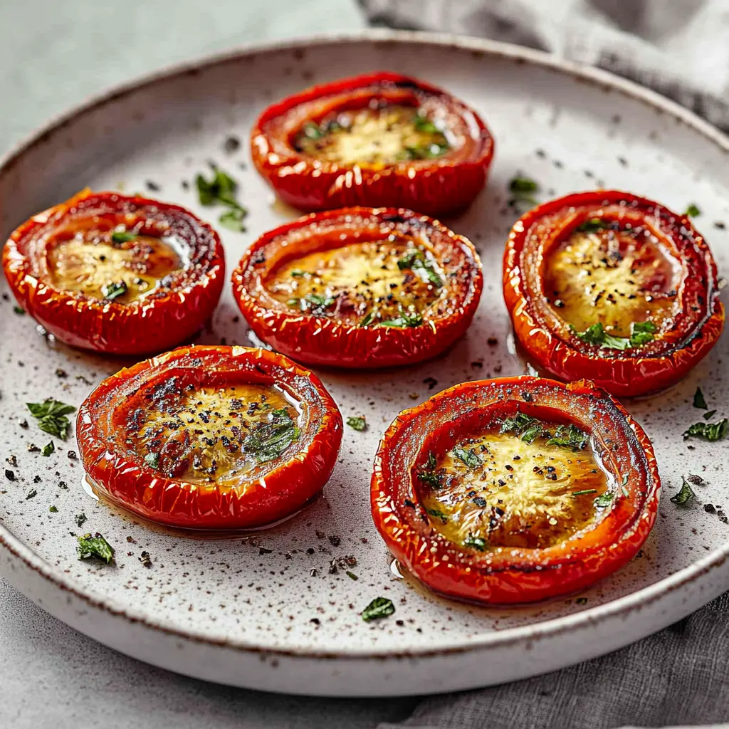 AIR FRYER ROASTED TOMATOES recipe, served and ready to eat, easy homemade dinner