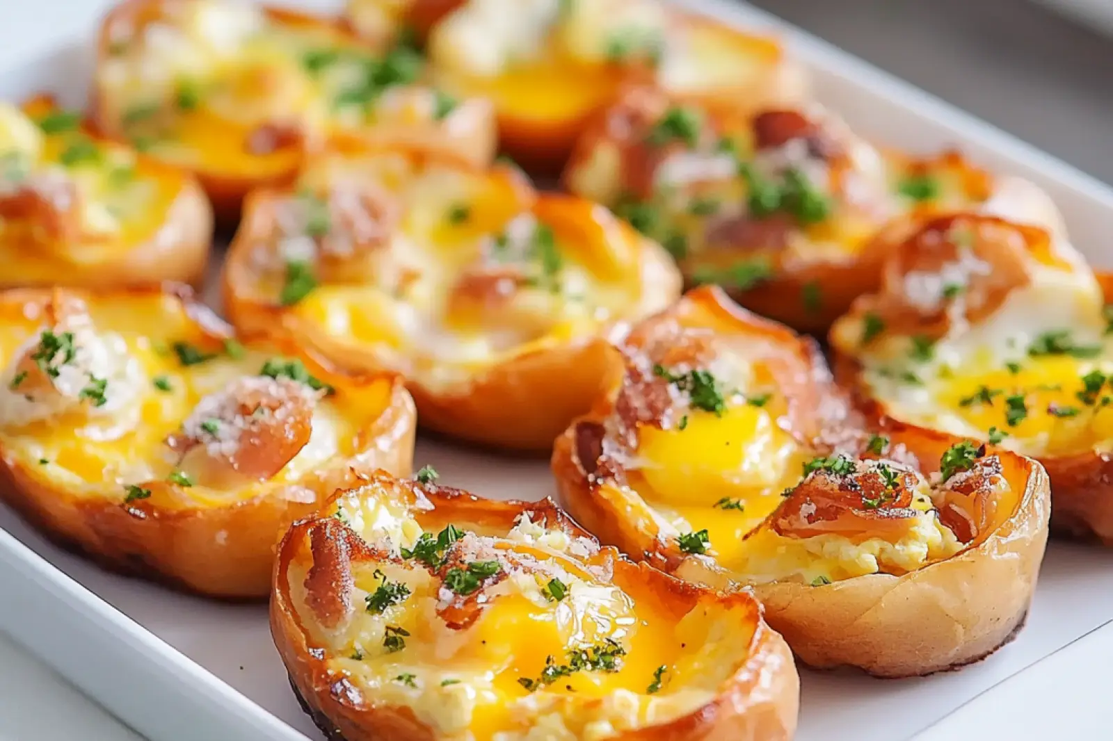 BAKED EGG BOATS RECIPE centered hero view, clean and uncluttered