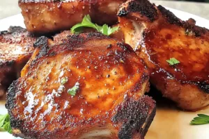 BEST DAMN AIR FRYER PORK CHOPS centered hero view, clean and uncluttered