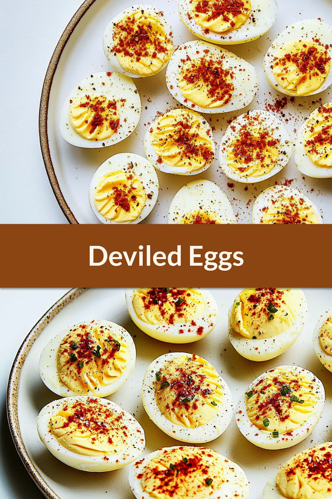 Best Deviled Eggs Recipe Easy Perfect for Busy Nights 4 BEST DEVILED EGGS RECIPE centered hero view, clean and uncluttered_pin