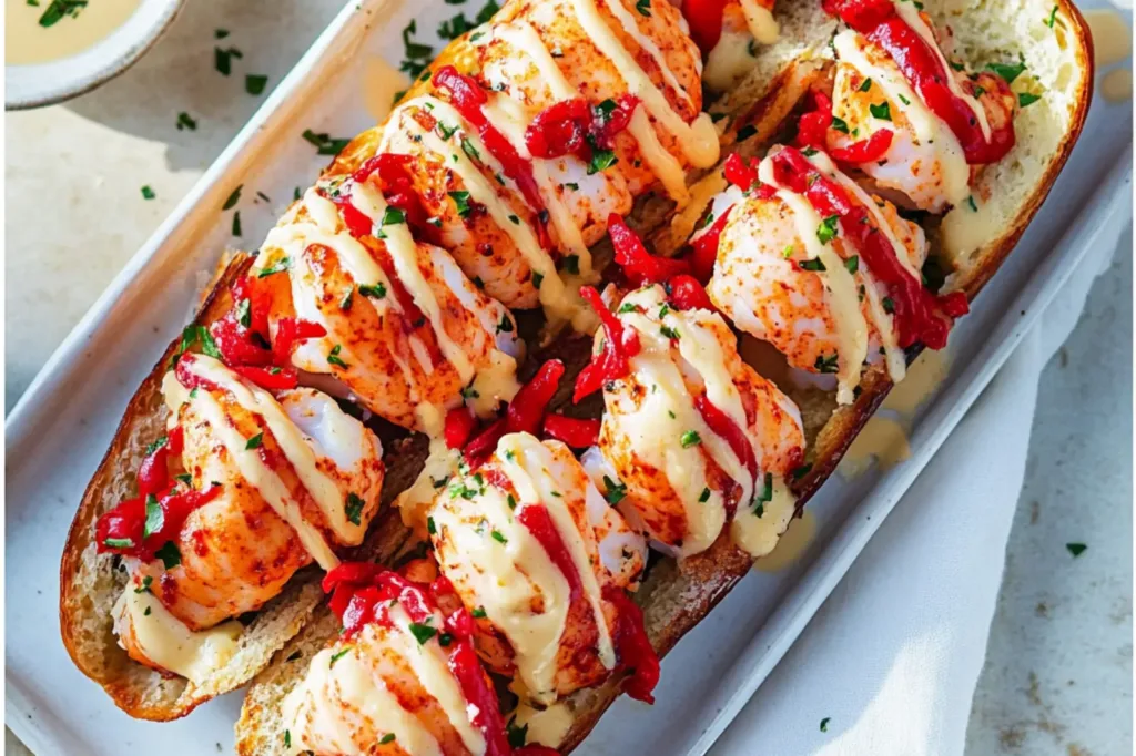 BEST EVER WARM BUTTERY LOBSTER ROLLS centered hero view, clean and uncluttered