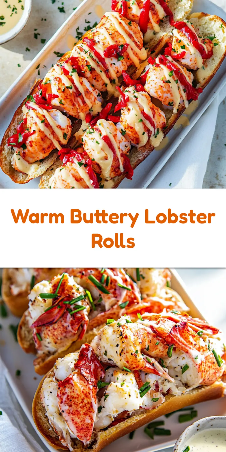 Best Ever Warm Buttery Lobster Rolls centered hero view, clean and uncluttered pin