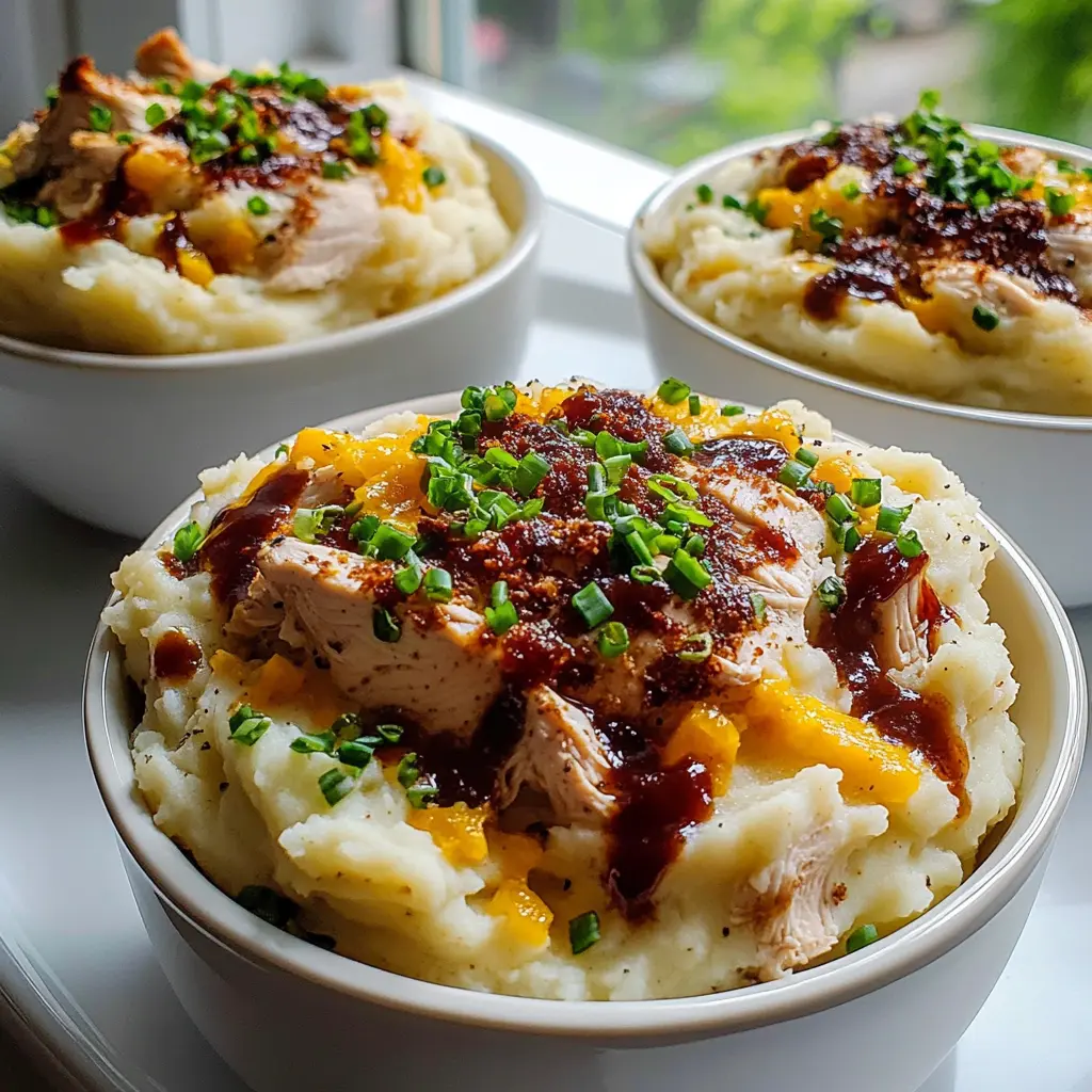 CHICKEN MASHED POTATO BOWLS centered hero view, clean and uncluttered
