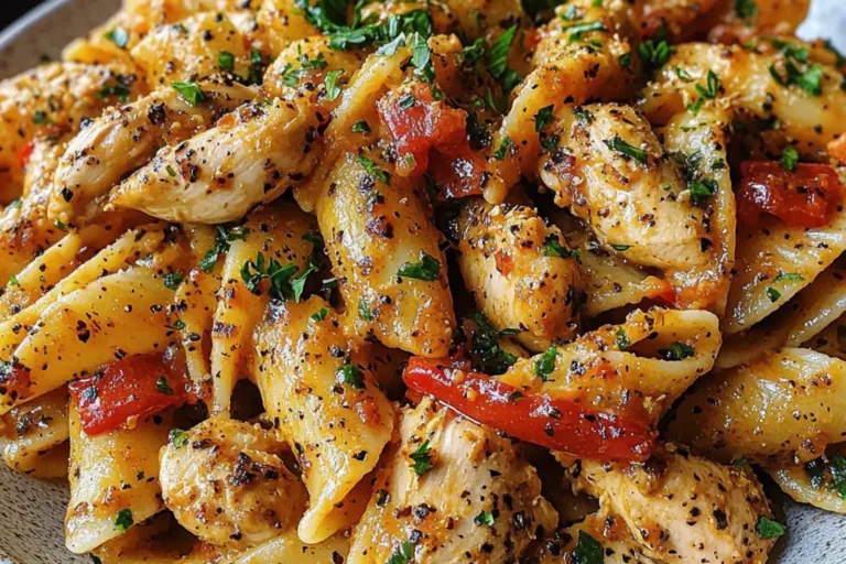 CHICKEN PASTA PRIMAVERA centered hero view, clean and uncluttered