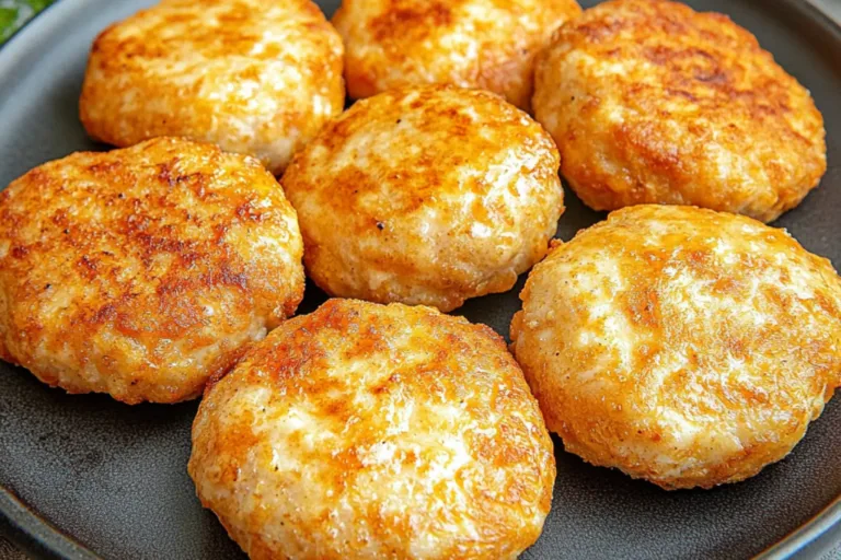 CHICKEN PATTIES IN AIR FRYER centered hero view, clean and uncluttered