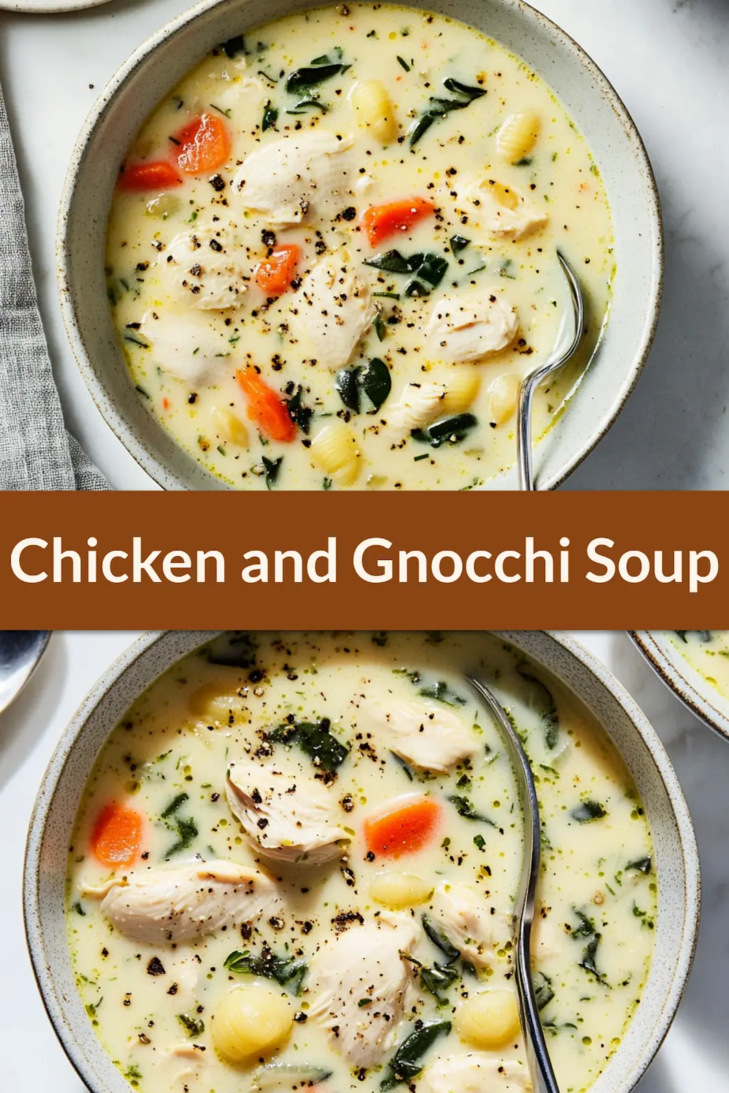 Copycat Olive Garden Chicken and Gnocchi Soup Easy Recipe 4 Copycat Olive Garden Chicken and Gnocchi Soup pinnable image